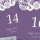 Vintage Lace Wedding Table Number Microsoft Word Template - Purple - Shabby Chic Wedding - Table Number