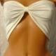 OFF WHITE TOP Bow BANDEAu Top Yoga Top Underwear Sexy Sport Summer Yoga Bra Tube Strapless Top Bandeau Ivory Creamy Off White Bow Ribbon