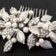 Silver leaf Bridal headpiece, Wedding hair comb, Hair accessory, Rhinestone leaf and pearl headpiece, Wedding headpiece, Bridal hair comb