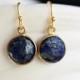 Lapis Lazuli Stone Gold Dangle Earrings,  Earrings,Jewelry, Gold Earrings, Gold Faceted Earring,Wedding,Bridal, Bridesmaid Gift