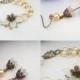 Gold Blossom - Charm bracelet, Friendship bracelet - bridesmaid, wedding jewelry, dangle earrings, drop earrings