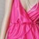 Vintage Bright Pink Faux Wrap Romper Teddy - by Cine Star - Large