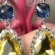 Navy blue yellow -Bridesmaid jewelry sapphire blue  Drop Earrings Wedding Bridal Wedding Dangle Earrings Bridal Jewelry  Bridesmaid Gift
