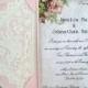 Wedding Invitation, Unique Blush Pink Layered with Vintage Rose Linen with Doily Paper Lace Envelope Shabby Chic Custom Any Color
