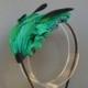 Green and Black Feather Headband Fascinator Burlesque Wedding Bridesmaids Hair Accessory Curled Feathers 'Delilah'