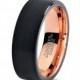 Black Tungsten Ring Rose Gold Wedding Band Ring Tungsten Carbide 7mm 18K Tungsten Ring Man Wedding Band Male Women Midnight Rose Collection