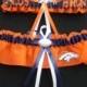 Denver Broncos Fabric  Wedding Garter Set Prom  Football Charm Orange