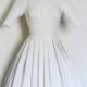 Size UK 10 - White Stripe Silk Cotton Mix Audrey Wedding Dress- Made by Dig For Victory