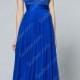 Royal Blue Straight Beaded Long Chiffon Bridesmaid Dress