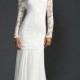 Long Lace Sleeve Wedding Dress With Stunning Low Back And Silk Chiffon Train Boho Vintage Bride