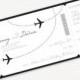 Come Fly With Me Boarding Pass Wedding Invitation - Printable File - Aviation, Airplane, Destination Black And White Customised
