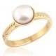 Pearl Engagement Ring in 18k Gold,  Elegant Vintage Style Pearl Engagement Ring, Aleternative Engagement Ring