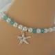 Blue Crystal & Pearl Starfish Anklet Bridesmaid Gift Beach Wedding Bridal Jewelry Starfish Theme Starfish Jewelry