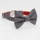 Gray Polka Dot Adjustable Bow Tie Dog Collar