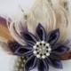 Plum Purple Wedding Hair Fascinator, Peacock Feather Bridal Hair Piece, Rustic Bridal Head Piece, Accessory, Birdcage Veil