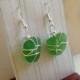 Deep Green Sea Glass Earrings