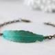 Feather Bracelet. Blue Patina Verdigris Brass Feather Bracelet,  Woodland Jewelry,  Bohemian Jewelry,  Feather Jewelry