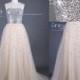 Champagne Sweetheart Neckline Sequins Tulle A Line Prom Dress/Sexy Silver Sequins Long Party Dress/Engagement Party Dress DH335