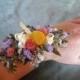 All natural dried flower wrist corsage. Made with spring garden flowers and herbs.