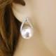 Swarovski 10mm Round Pearl Earrings Teardrop Stud Earrings Wedding Jewelry Bridesmaids Gift Bridal Earrings Cubic Zirconia Earrings (E105)