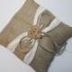 Personalized Rustic Wedding Ring Bearer Pillow With Ivory Lace and Burlap Sash