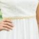 Skinny Ronda gold wedding sash , gold  or silver bridal belt, beaded sash