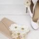 Custom Rustic Wedding Nude Clutch with Matching Nude Shoe Clips