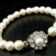 Bridal Wedding Pearl Bracelet, Ivory or White Pearls,Pearl Rhinestone Bracelet,Bridal Cuff,Bridal Rhinestone Bracelet,Bridal Jewelry, ANETTE