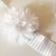 WEDDING FLOWER COLLAR - For dogs, White accordian pleated ribbon & white flower,Pet Wedding,Ties on, Dog Wedding, Pet Corsage, Dog flower