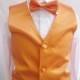 Boy Vest with Bow Tie in Orange for Ring Bearer, Communion, Wedding in Size 12, 14, 16 only