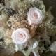 Natural Wedding Bouquet and Boutonniere Set -  Romantic Vintage Wheat Preserved Rose Champagne Blush Feather Brooch Fall Autumn
