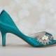 Wedding Shoes -  Peacock - Pearl Crystal Embellishment - Choose From Over 200 Colors - Different Heel Heights - Wedding Shoes - Wedding Heel