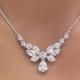 Simple bridal necklace, Bridal Rhinestone necklace, Crystal necklace, Bridal jewelry, Cubic zirconia necklace