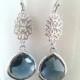 Sapphire blue Silver Earrings, Navy Dangle earrings, Drop,Wedding Earrings,Gemstone,Bridesmaid Earrings, Wedding Jewelry