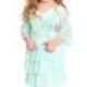 SALE!!! 3 pcs Vintage Aqua Mint Ruffle Lace Girls Dress Set, flower girl dress, baby girl dress, lace dress, vintage dress, Elsa outfit