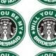 6 Waterproof Personalized Be My Bridesmaid Stickers, Starbucks Sticker, be my Maid of Honor for party cups or tumbler