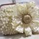 Bridal clutch, Unique Crystal bridal clutch, bridesmaids Victorian evening bag, Ivory clutch, wedding clutch