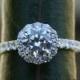 14k CUSTOM Made - Diamond Engagement Ring  Semi Mount Setting- .61carat  Round - Flower Halo - Pave - Antique Style - Bp0014