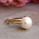 18k Gold ring - Pearl ring - Wedding ring - Engagement ring - Stack ring - Anniversary ring - Gift for her