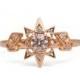 Diamond Art Deco Star Engagement Ring - Unique engagement ring, 18 Rose Gold Star ring, unique engagement ring, antique, vintage, halo ring