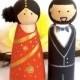 Ethnic Wedding Cake Toppers Indian Sari Bride and Groom Custom Wood Peg Dolls Peg People Keepsake Personalized CreativeButterflyXOX