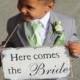 Rustic, primitive,Here comes the bride sign, shabby chic, beach wedding , barn wedding