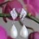 Wedding jewelry, wedding earrings, bridal earrings, silver and clear cubic zirconia earrings, cz earrings