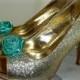 Wedding Shoe Clips, Rose Shoe Clips, Aqua Roses, Bridal Wedding, Bridal Shoe Clips for Wedding Shoes, Bridal Shoes, Special Occassion