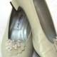 Vintage Bride Shoes, Liz Claiborne Pumps Size 7.5, Sparkly Clip Cinderella Slippers, Bridesmaid, Formal,  Wedding, Ecru, Embellished Shoes