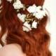 White flower crown, woodland wedding head piece, floral hair wreath, floral crown, bridal hair accessory