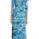 Emilio Pucci Blue Print V-Neck Long Dress For Cheap