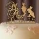 rustic wedding cake topper, personalize cake topper, silhouette wedding cake topper, monogram cake topper, bride and groom deer cake topper