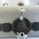 Silver evening clutch, Steampunk Victorian Crest Purse, Wedding accessory, Adorned with vintage rhinestone jewelry,  OOAK