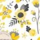 Premium Yellow Flowers Clipart & Floral Vectors - Yellow Floral, Vintage Flowers, Flower Clip Art, Vector Flowers